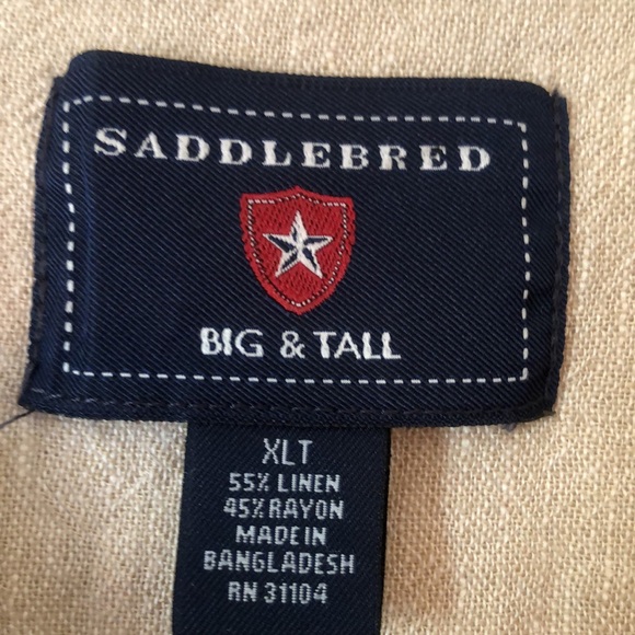 Men’s short sleeve tan big & tall linen rayon shirt - Picture 5 of 7